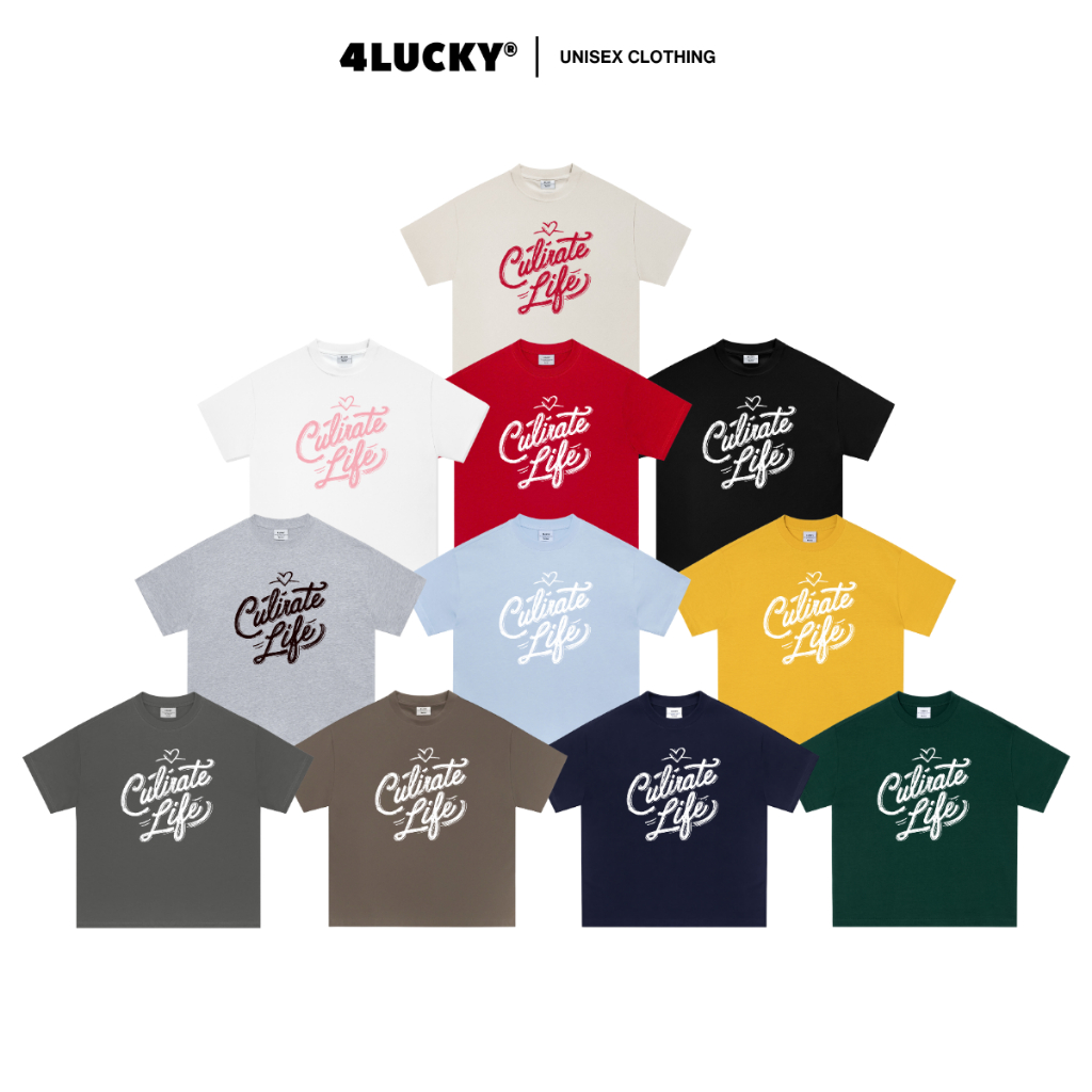 Áo Thun Boxy In Pet "Culirate Life" Unisex 4Lucky 6441, Áo Thun Cotton Cổ Tròn Form Boxy Nam Nữ