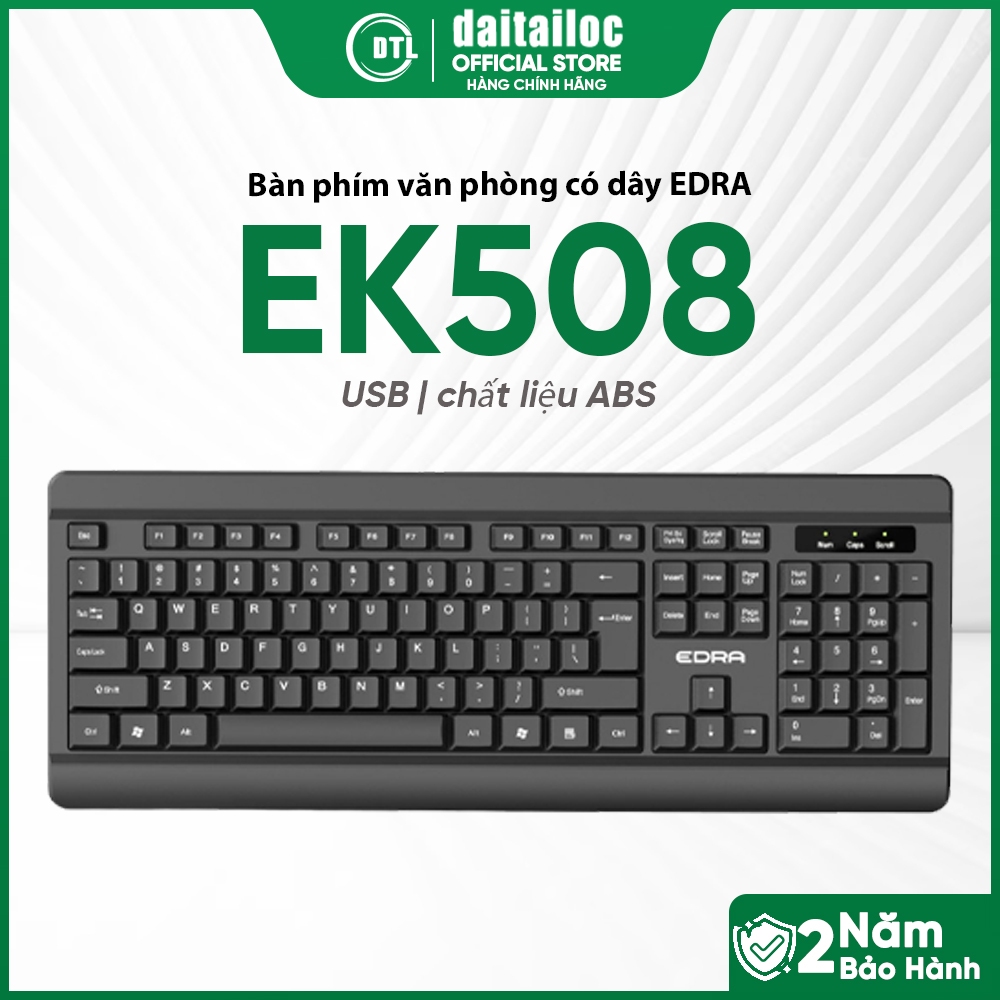 Bàn phím văn phòng cao cấp EDRA EK508 ( dây cắm USB / Full size 104 phím) I Chính hãng I Bảo hành 24