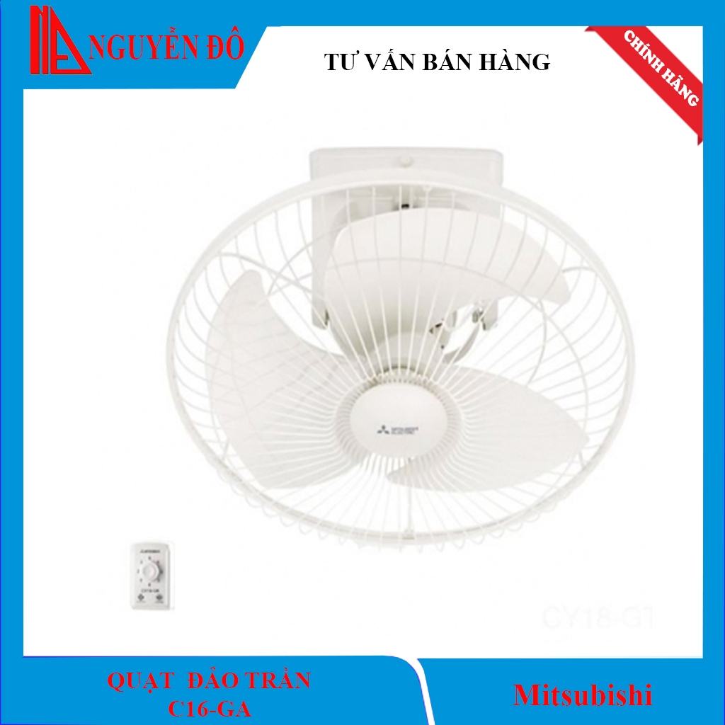 Quạt đảo trần Mitsubishi CY16-GA công suất 53W, động cơ bạc đạn, 3 cấp độ gió điều khiển bằng hộp số