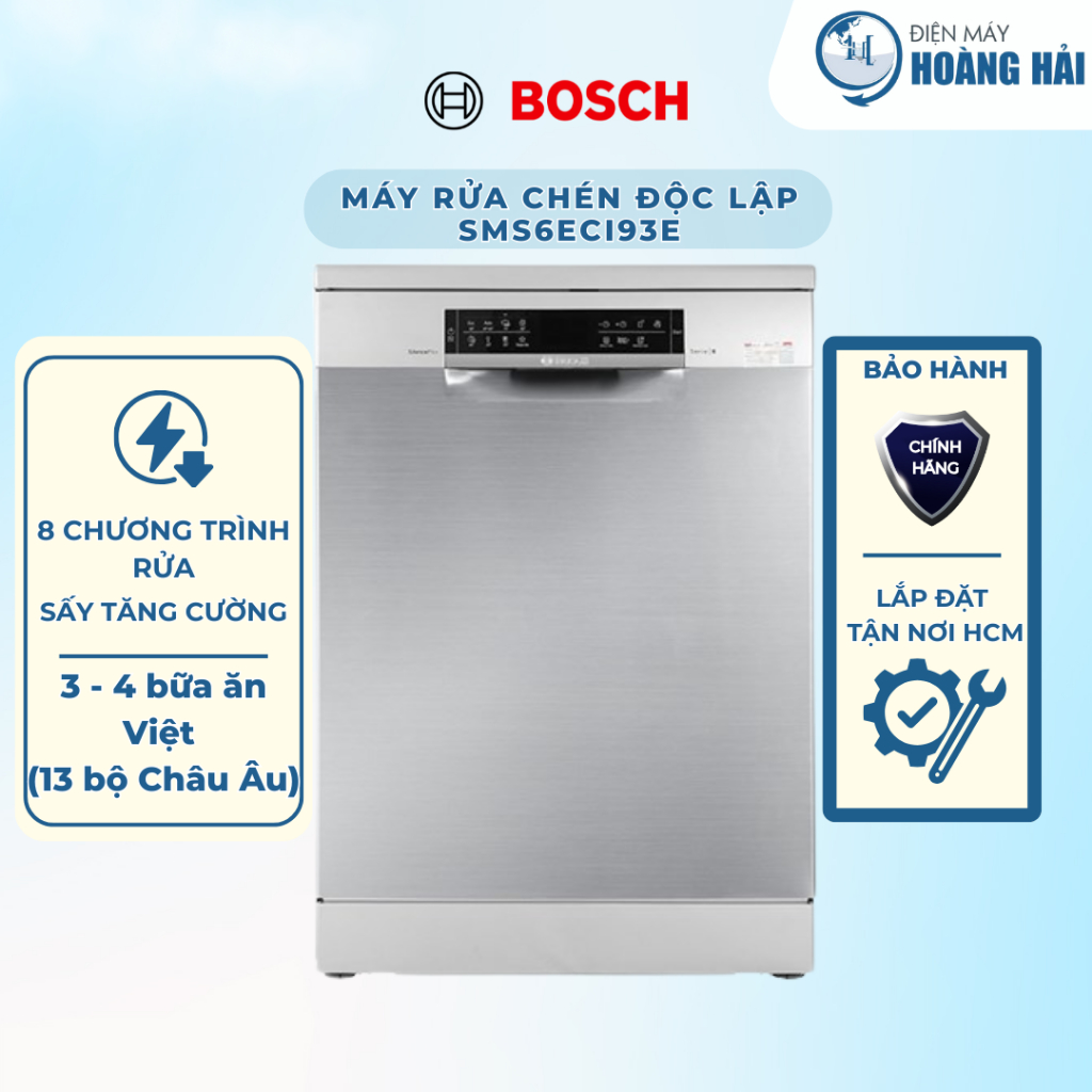 SMS6ECI93E | Máy Rửa Bát BOSCH SMS6ECI93E, nhập khẩu Đức,13 bộ Châu Âu