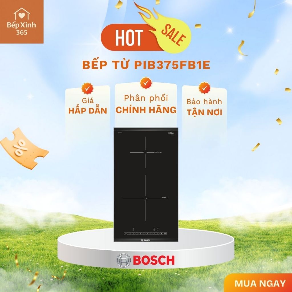 Bếp từ Domino Bosch PIB375FB1E Serie 6 2 Vùng nấu - Thiết Kế Sang Trọng