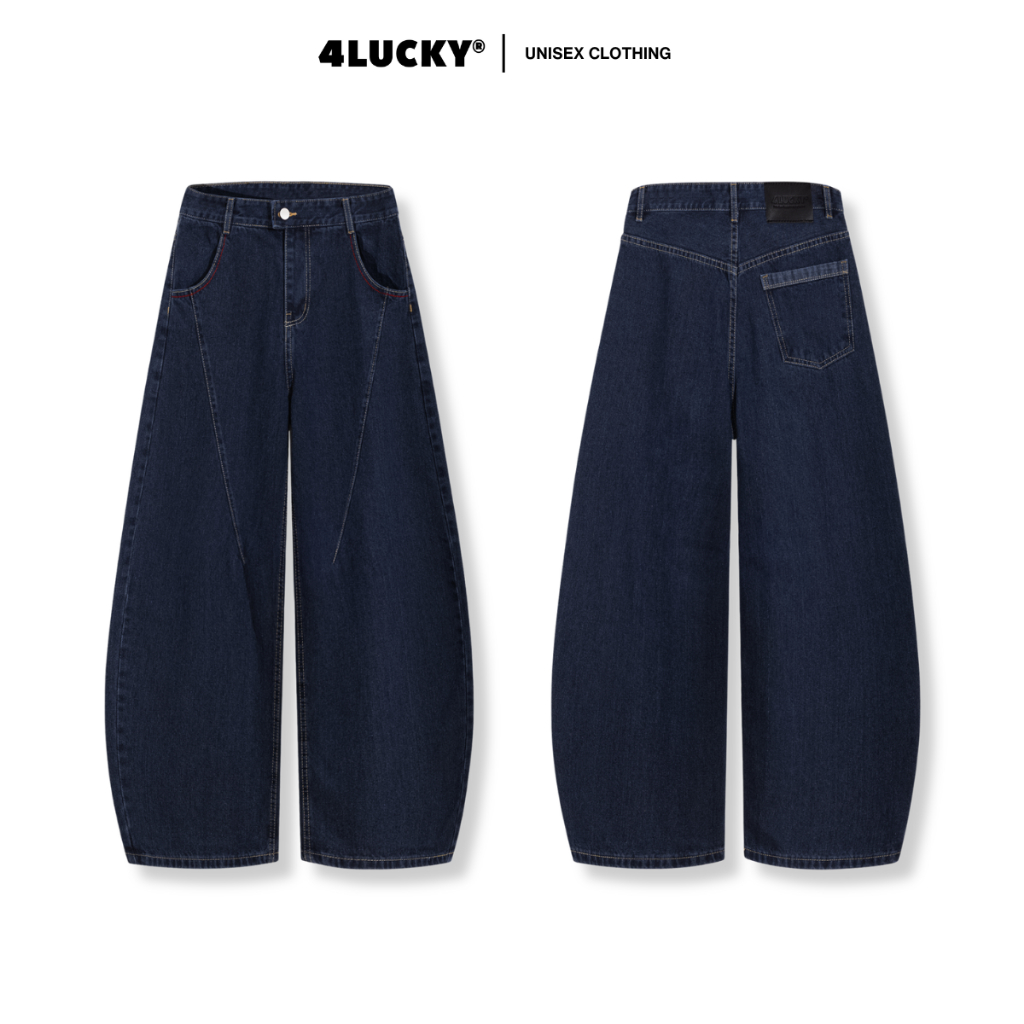 Quần Jean Form Rộng Ống Vòm Unisex 4Lucky 6230, Quần Ống Rộng Nam Nữ Che Khuyết Điểm Local Brand