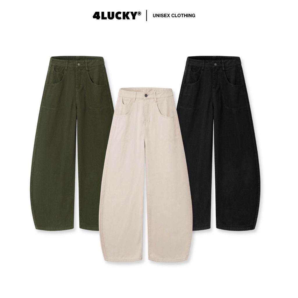 Quần Kaki Ống Cong Form Rộng Unisex 4Lucky 6228, Quần Thời Trang Nam Nữ Phong Cách Streetwear