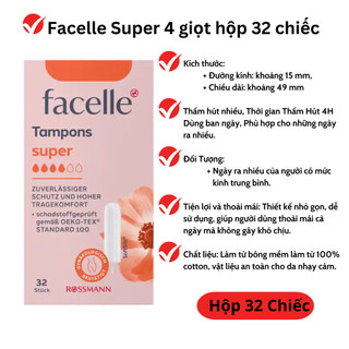 Băng Vệ Sinh Tampon Đức OB/FACELLE Siêu Thấm Hút, Siêu Tiện Lợi, Cải Thiện Mùi
