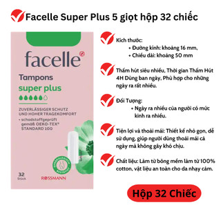 Băng Vệ Sinh Tampon Đức OB/FACELLE Siêu Thấm Hút, Siêu Tiện Lợi, Cải Thiện Mùi