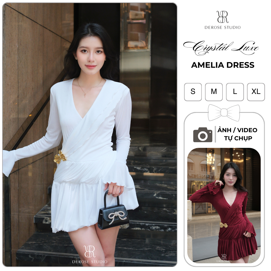 𝐃𝐞𝐫𝐨𝐬𝐞 𝐒𝐭𝐮𝐝𝐢𝐨 – Váy đỏ dáng xoè Amelia Dress váy dự tiệc cuối năm tất niên, Noel, Tết cho nàng