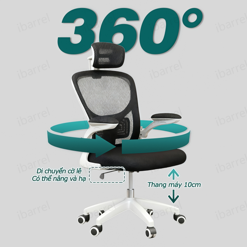 IB Ghế công thái học văn phòng chơi game Ghế tựa lưng xoay Thoáng khí Trượt im lặng Đệm ngồi mềm mại | BigBuy360 - bigbuy360.vn