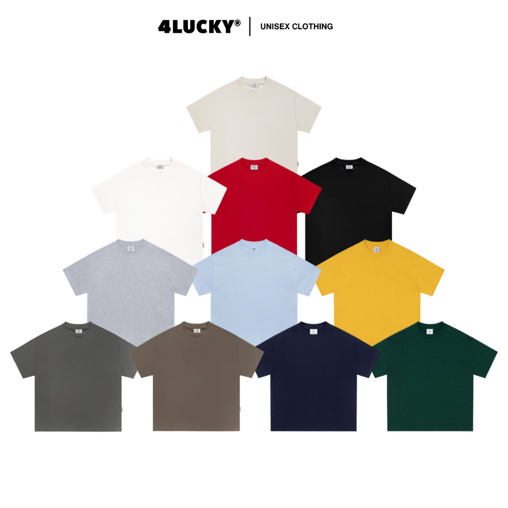 Áo Thun Boxy Trơn Nam Nữ 4LUCKY 6405, Áo Thun Form Boxy Cổ Tròn Local Brand Chính Hãng Unisex