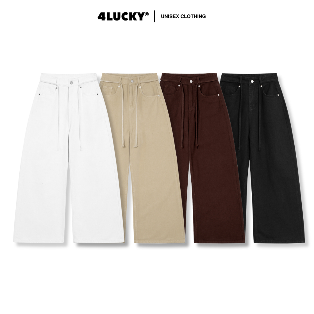 Quần Kaki Ống Rộng UNISEX 4Lucky 6221, Quần Ống Rộng Thời Trang Unisex Nam Nữ Phong Cách Cá Tính