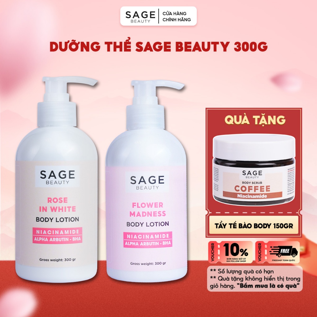Sữa Dưỡng Thể Niacinamide Sage Beauty Giúp Dưỡng Trắng Da, Dưỡng Ẩm, Mịn Da - 300gr
