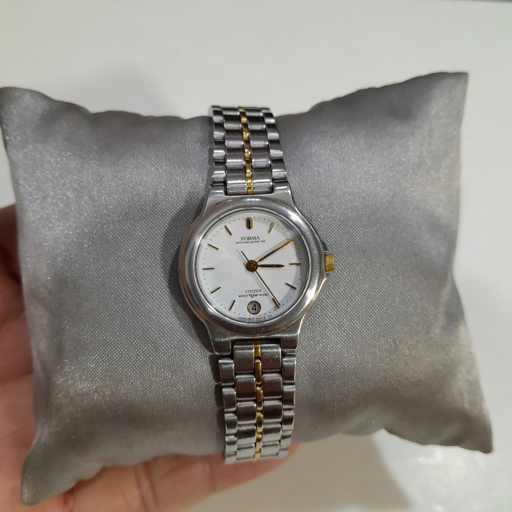 Đồng hồ nhật nữ FORMA CITIZEN thép không gỉ lịch lộc size 25 mm second hand- đã qua sử dụng