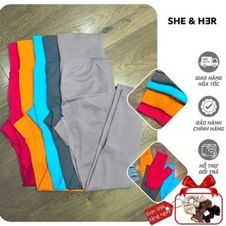 SHE&HER Quần Legging Nữ Tập Gym Yoga, Quần Tập Gym Co Giãn 4 Chiều, Ôm Dáng Tôn Vòng 3