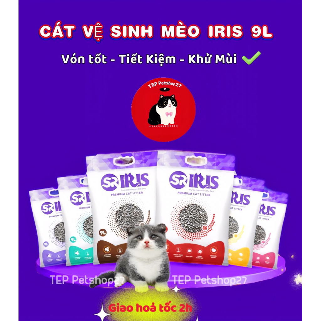 [ Tải 6 bao ] Cát vệ sinh cho mèo Iris , cát mèo iris vón tốt hương thơm giá rẻ