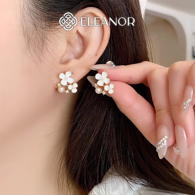 Bông tai nữ chuôi bạc 925 Eleanor Accessories hình hoa đính đá phụ kiện trang sức khuyên tai 10917