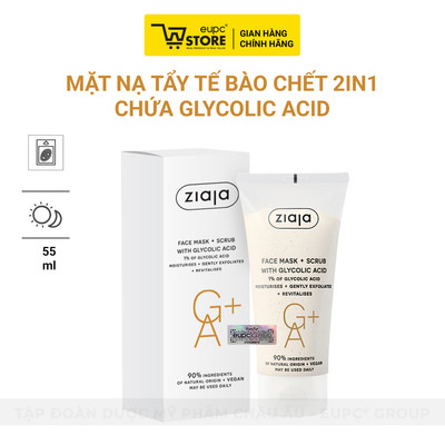 Mặt Nạ Tẩy Tế Bào Chết 2in1 Chứa Glycolic Acid Giúp Da Mịn Màng Ziaja Face Mask + Scrub With Glycolic Acid 55ml