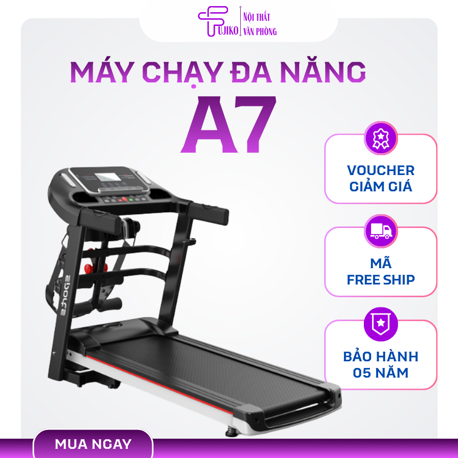 Máy chạy bộ điện tại nhà, Máy chạy bộ điện A7N- AB chính hãng, động cơ MẠNH MẼ 2.5HP + đo nhịp tim, 