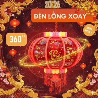 Đèn lồng điện xoay 360 độ đèn led nhấp nháy quả cầu điện mẫu mới 2026 trang trí tết chữ nổi lấp lánh
