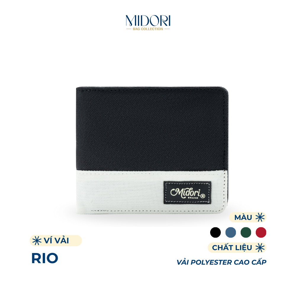 Ví Vải Ngang Nam Nữ RIO Bóp Đựng Tiền Thẻ Nhiều Ngăn Polyester Cao Cấp | MIDORI BAG COLLECTION