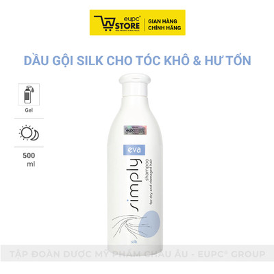 Eva Simply Shampoo For Dry And Damaged Hair Silk 500ml - Dầu gội Silk cho tóc khô & hư tổn