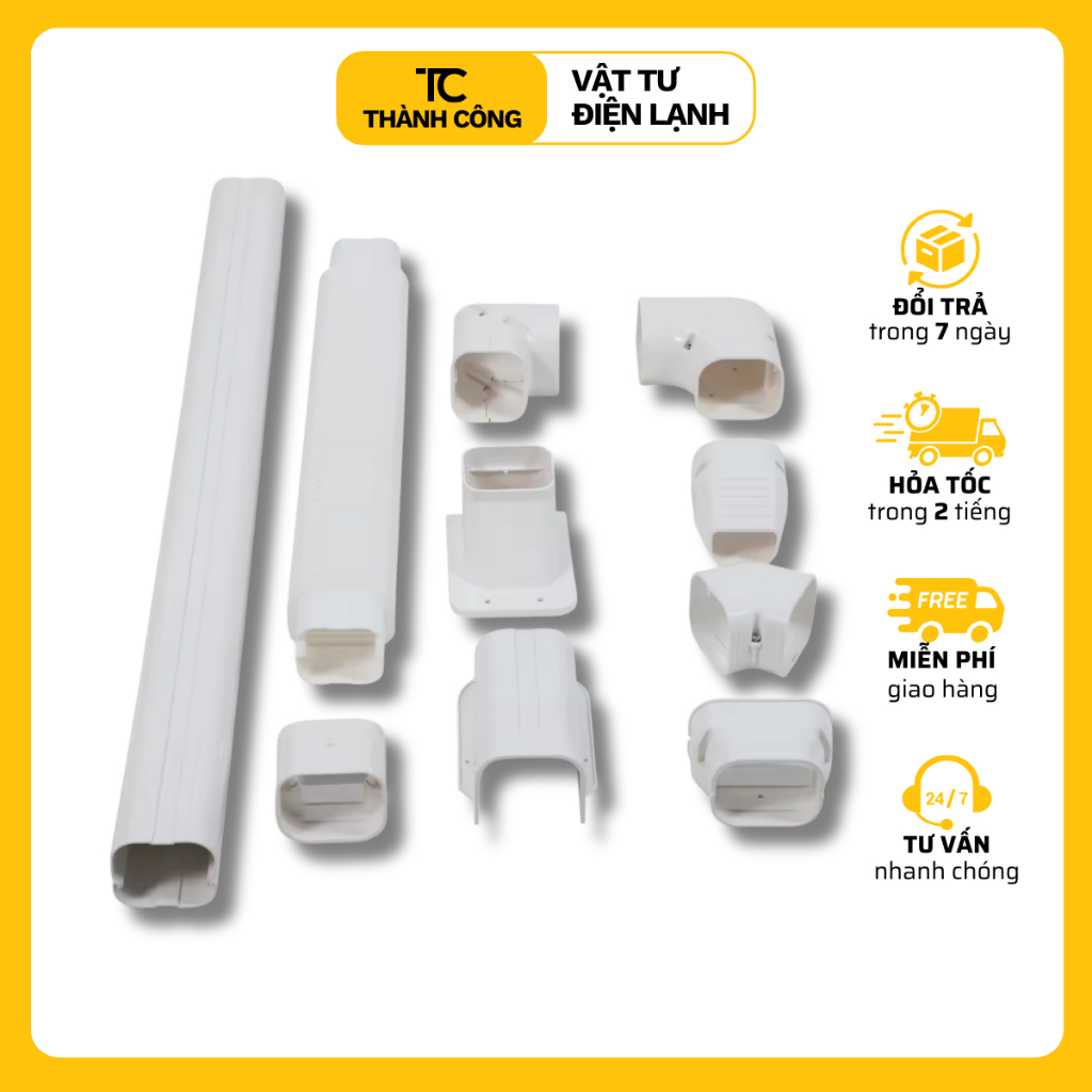 Trunking - nẹp ống đồng, Nẹp bảo vệ ống đồng máy lạnh, hộp nhựa bảo vệ ống đồng máy lạnh size 75x65