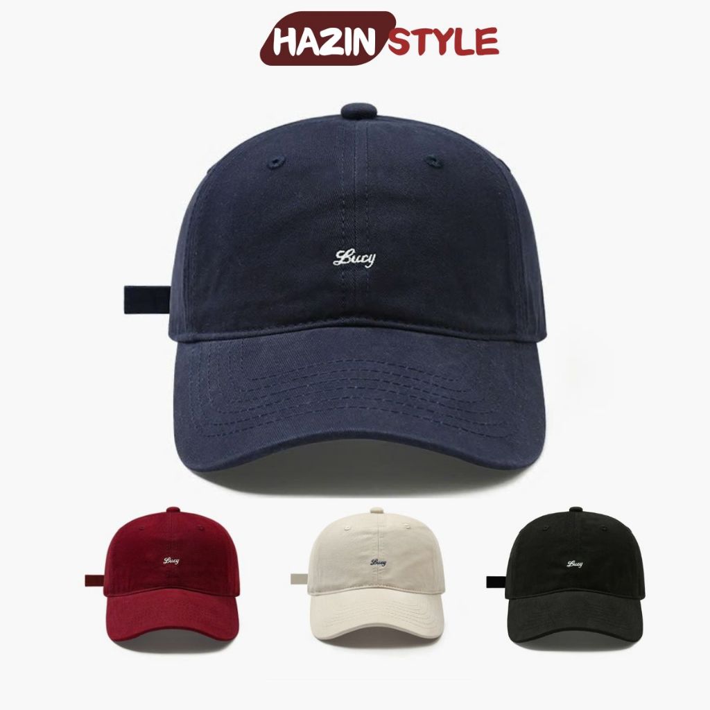 Mũ lưỡi trai nam nữ HAZIN thêu chữ Lucy form mềm, vải kaki cao cấp phong cách basic