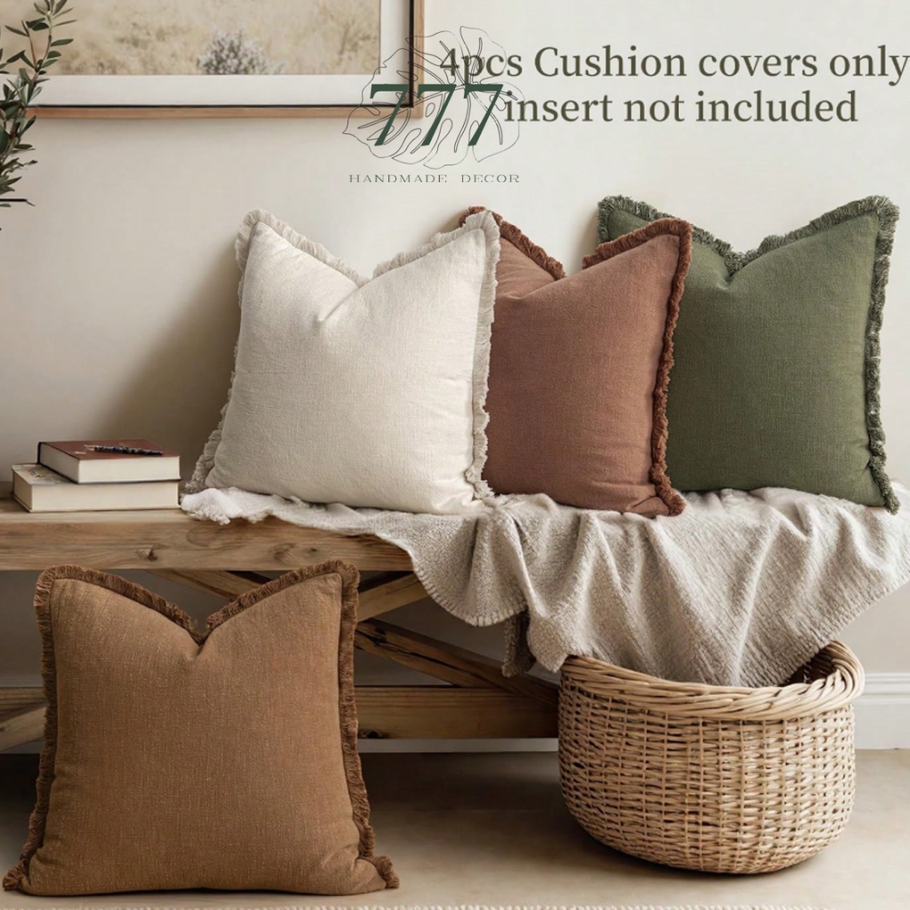 Vỏ Gối Trang Trí Sofa Viền Tua Boho 45x45-Vỏ Gối Tựa Lưng Sofa-777066