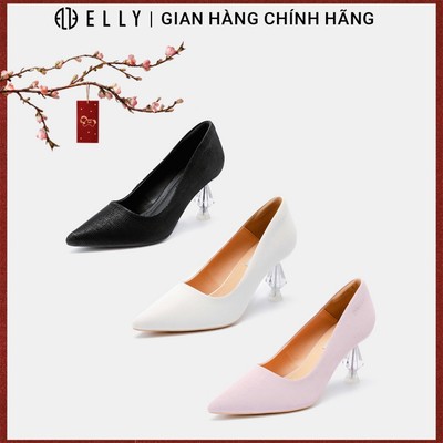 Giày cao gót nữ ELLY EGM214 da microfiber mũi nhọn gót 7.5cm cao cấp