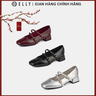 Giày búp bê nữ ELLY EGM220 Mary Jane da microfiber gót 3cm cao cấp