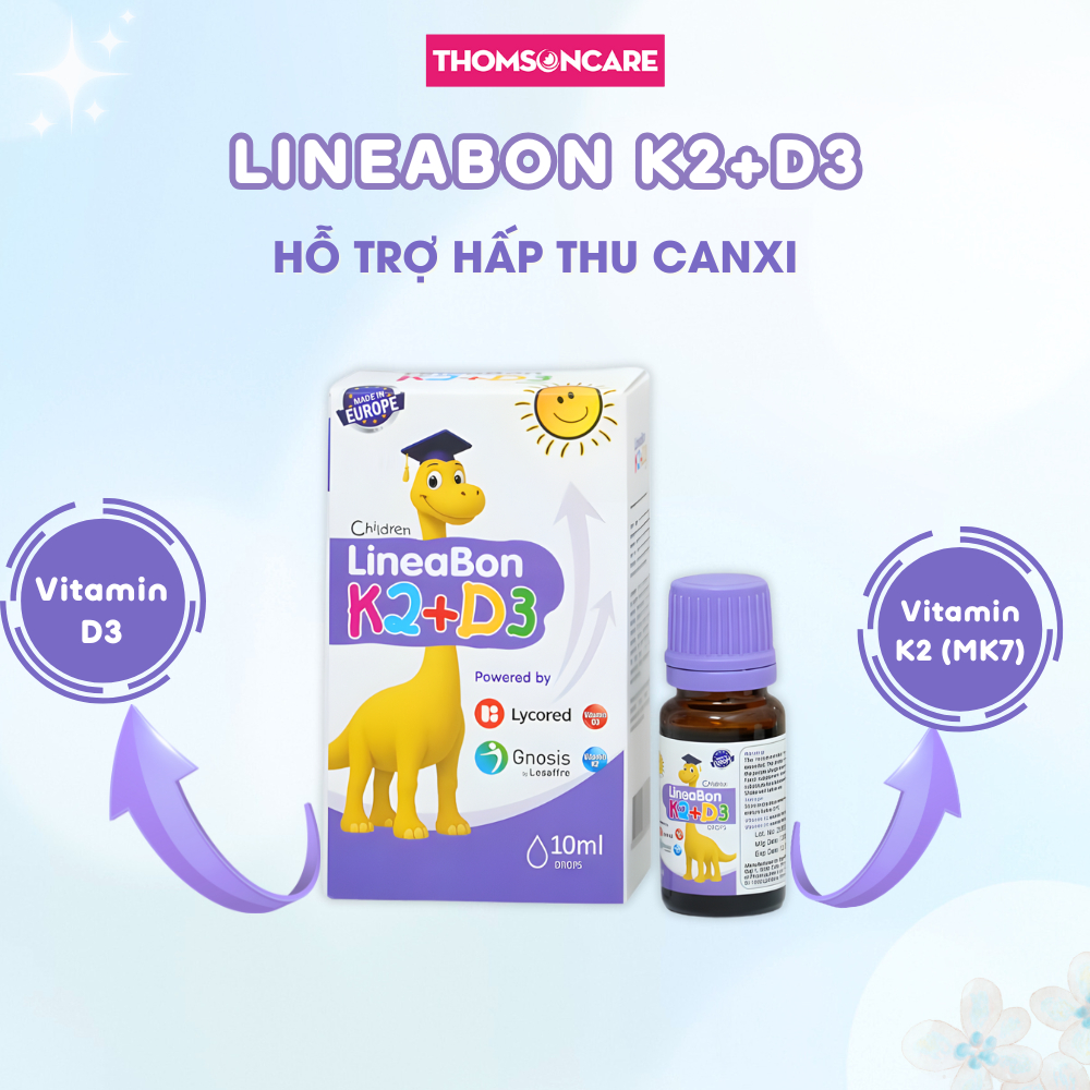 D3 k2 lineabon bổ sung d3k2 vitamin d3 cho bé giúp bé cao lớn, ngủ ngon, giảm còi xương, d3k2 cho tr