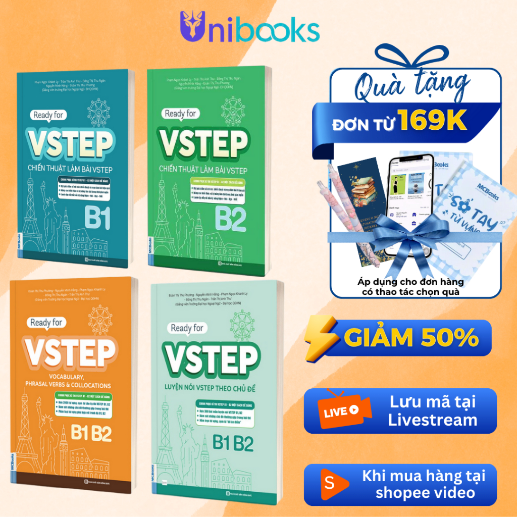 Combo Sách - Luyện Thi Vstep - Ready For VSTEP B1,B2 - Chiến Thuật Làm Bài Và Tổng Hợp Từ Vựng Luyện