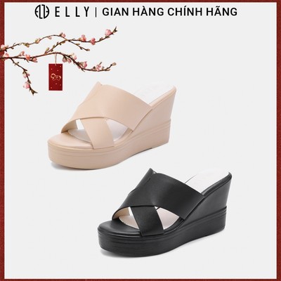 Giày dép cao gót nữ ELLY EGM331 da microfiber quai đan chéo gót 8cm
