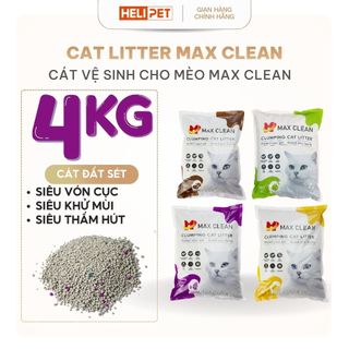Cát Vệ Sinh Cho Mèo Max Clean 4Kg Vón Cực Nhanh, Rất Ít Bụi Dùng Cho Máy Vệ Sinh và Khay Vệ Sinh