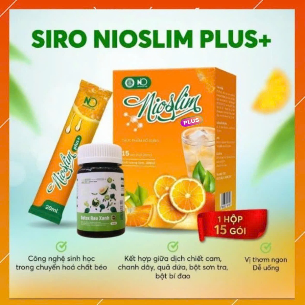 Siro Giảm Cân NioSlim Plus Chính Hãng Hộp 15 gói tặng kèm 1 hộp detox chính hãng
