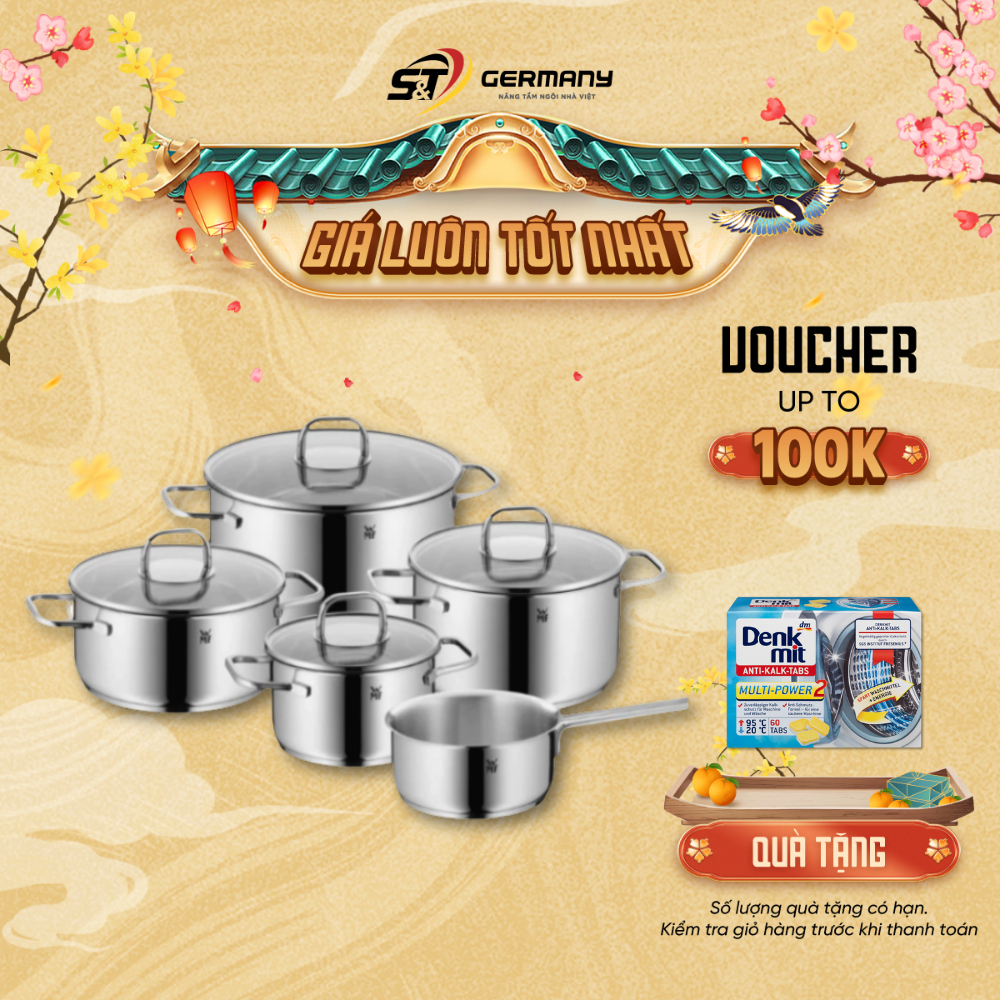 Bộ nồi WMF Inspiration 5 món kèm quánh vung kính GermanySnT HCM 70096