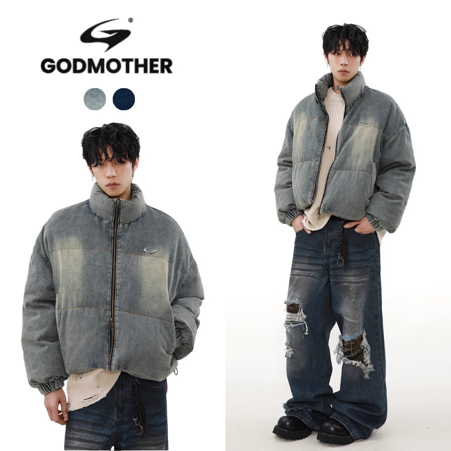 Áo Phao Boxy Denim Unisex Form Lửng GODMOTHER 2025
