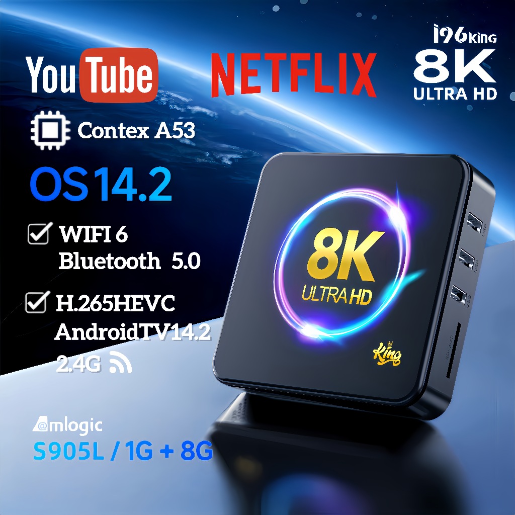 Android TV Box i96 - Hệ Điều Hành Android 14, Hỗ Trợ Giải Mã 8K, Chip Allwinner H313, Wi-Fi 2.4G/5G, Chromecast Tích Hợp