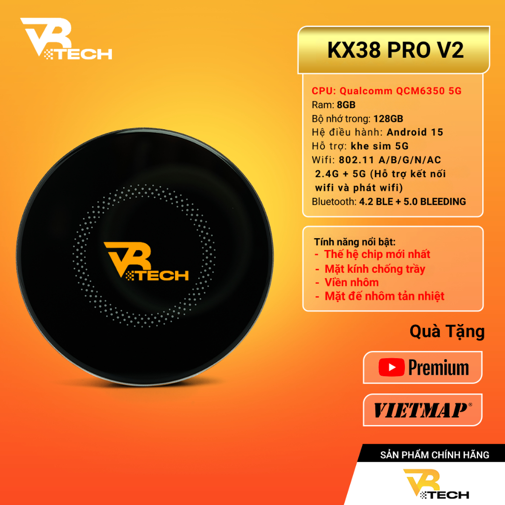 Android Box Ô Tô 2026 Chính Hãng VRTECH KX-38 Pro V2 FLAGSHIP Qualcomm 6350, Android 15,Cao Cấp, Vietmap Live,Carplay | BigBuy360 - bigbuy360.vn