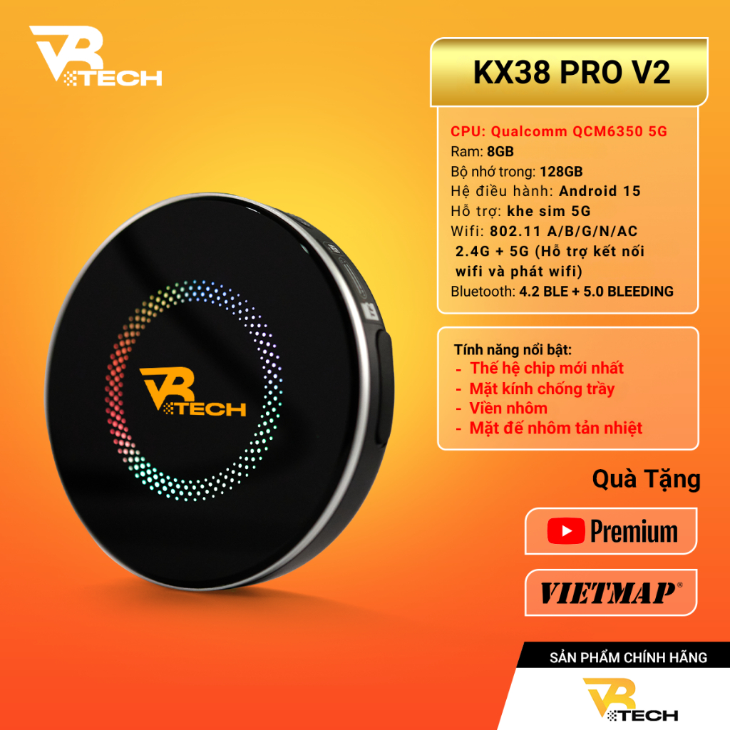 Android Box Ô Tô 2026 Chính Hãng VRTECH KX-38 Pro V2 FLAGSHIP Qualcomm 6350, Android 15,Cao Cấp, Vietmap Live,Carplay | BigBuy360 - bigbuy360.vn