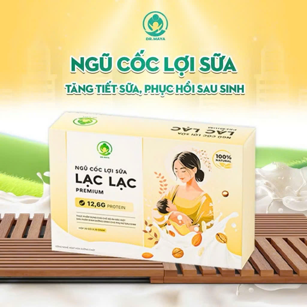 Ngũ cốc Lợi Sữa Lạc Lạc PREMIUM phiên bản nâng cấp mới siêu thơm ngon, dinh dưỡng hộp 30 gói/600gr