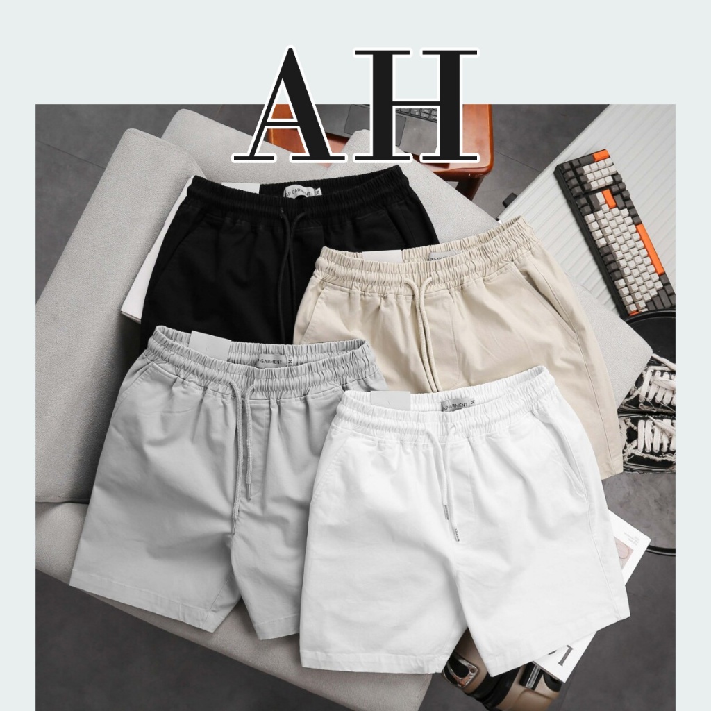 Quần short Kaki nam lưng thun co giãn, mềm mịn 4 màu trẻ trung, thoải mái - GARMENT | AH STUDIO