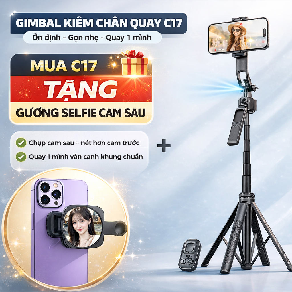 Gimbal kiêm gậy chụp ảnh selfie theo dõi chuyển động xoay 360 độ iCheco G163