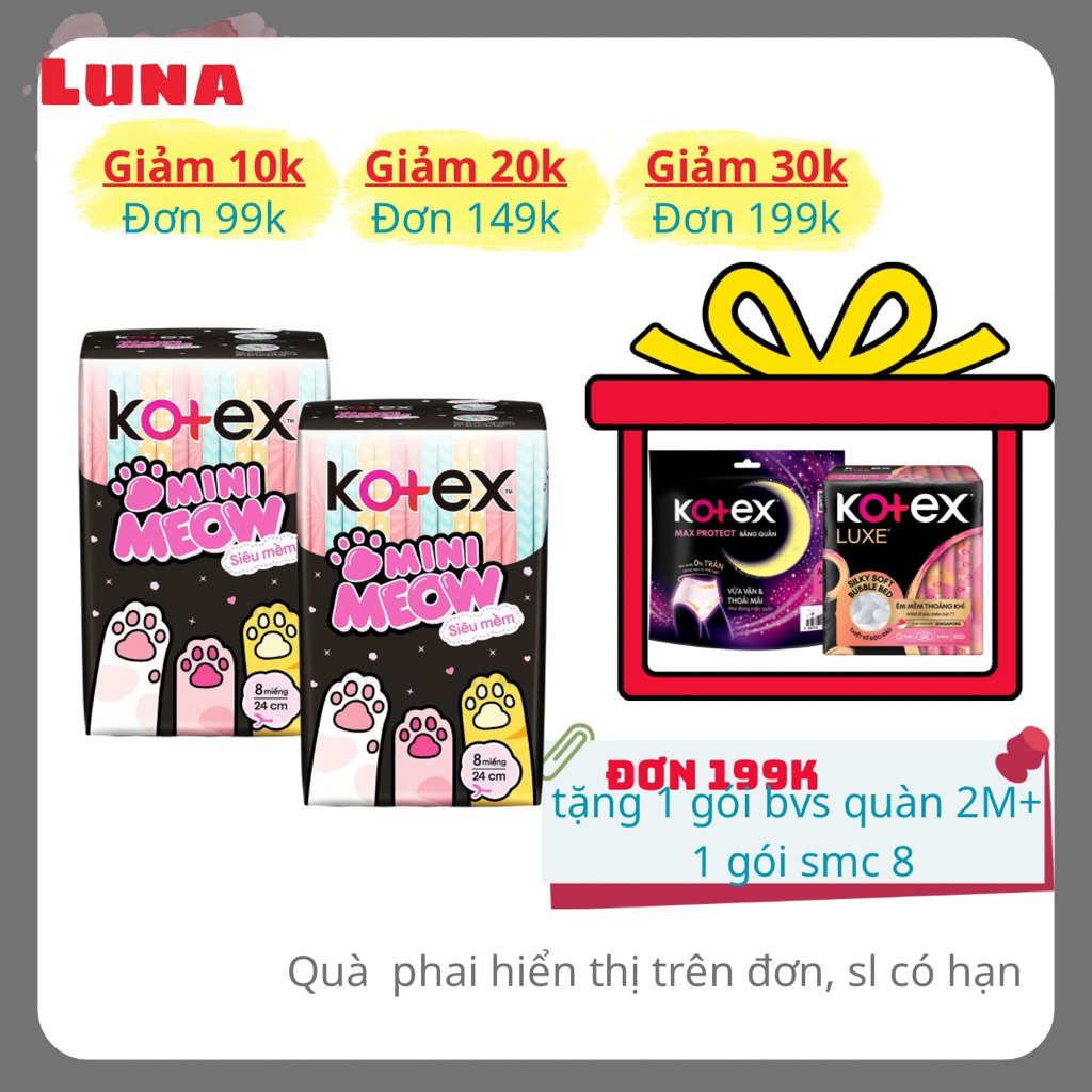 Băng vệ sinh Kotex Mini moew 24 cm 8 miếng
