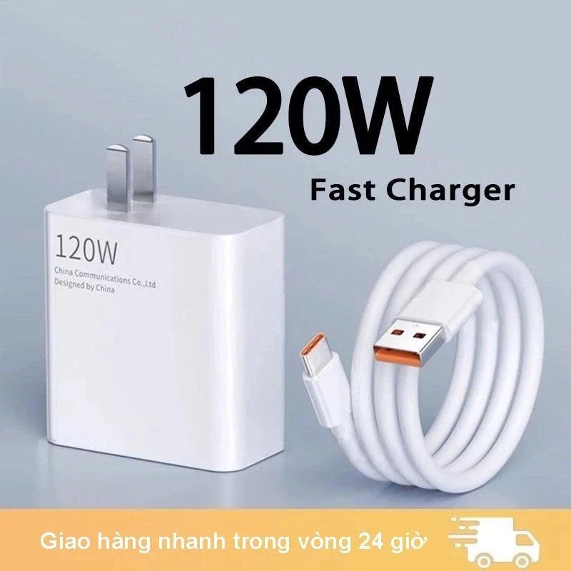 Bộ sạc nhanh Xiaomi 120W, Củ sạc + Cáp sạc nhanh USB to Type C cho Xiaomi Samsung Oppo Vivo [BỘ SẠC 