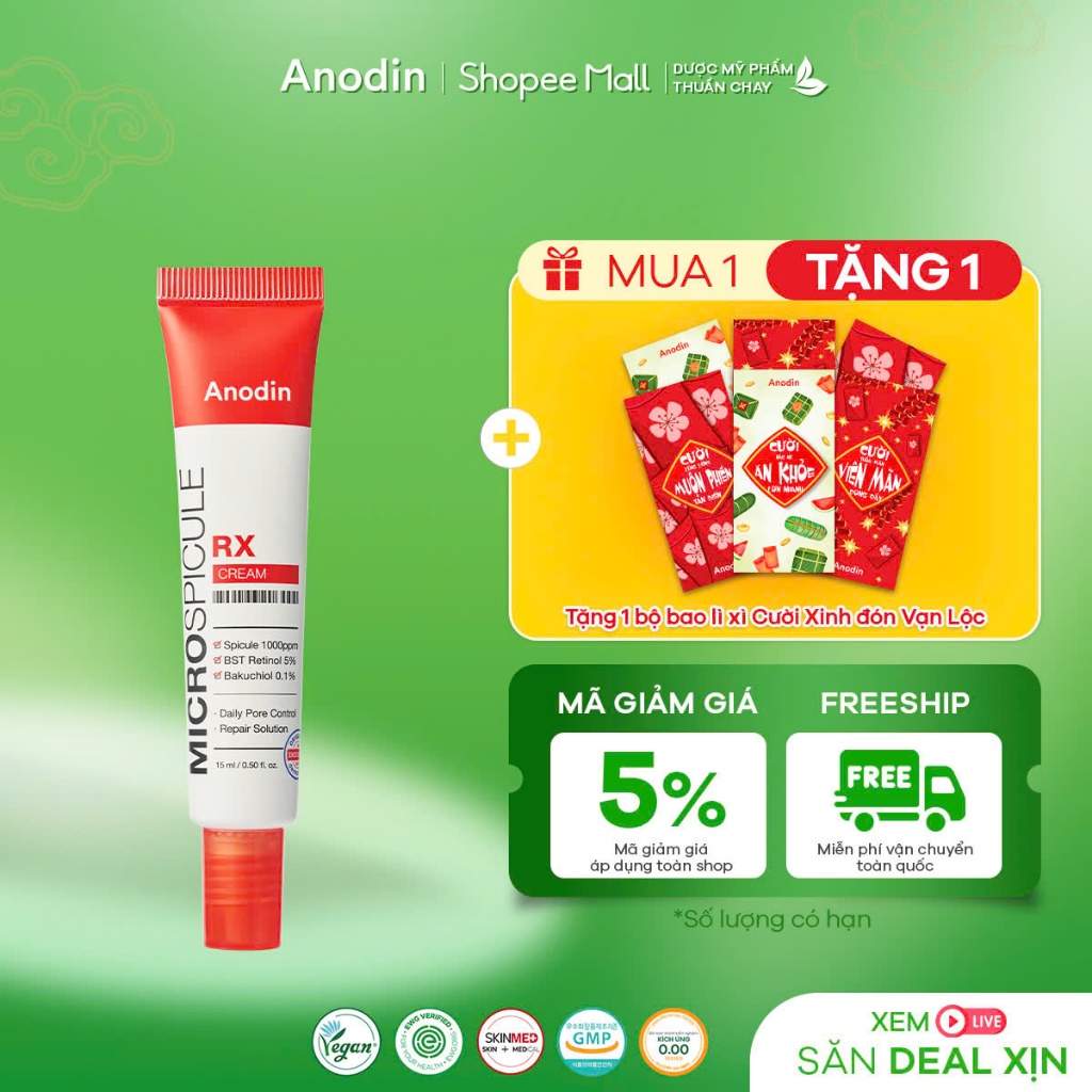 Kem Retinol vi gai RX Micro Spicule Anodin 15ml