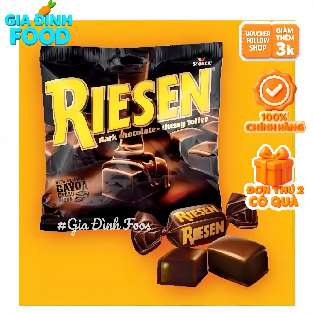 KẸO socola nhân đen Riesen Dark socola chewy toffee 105gr/150gr