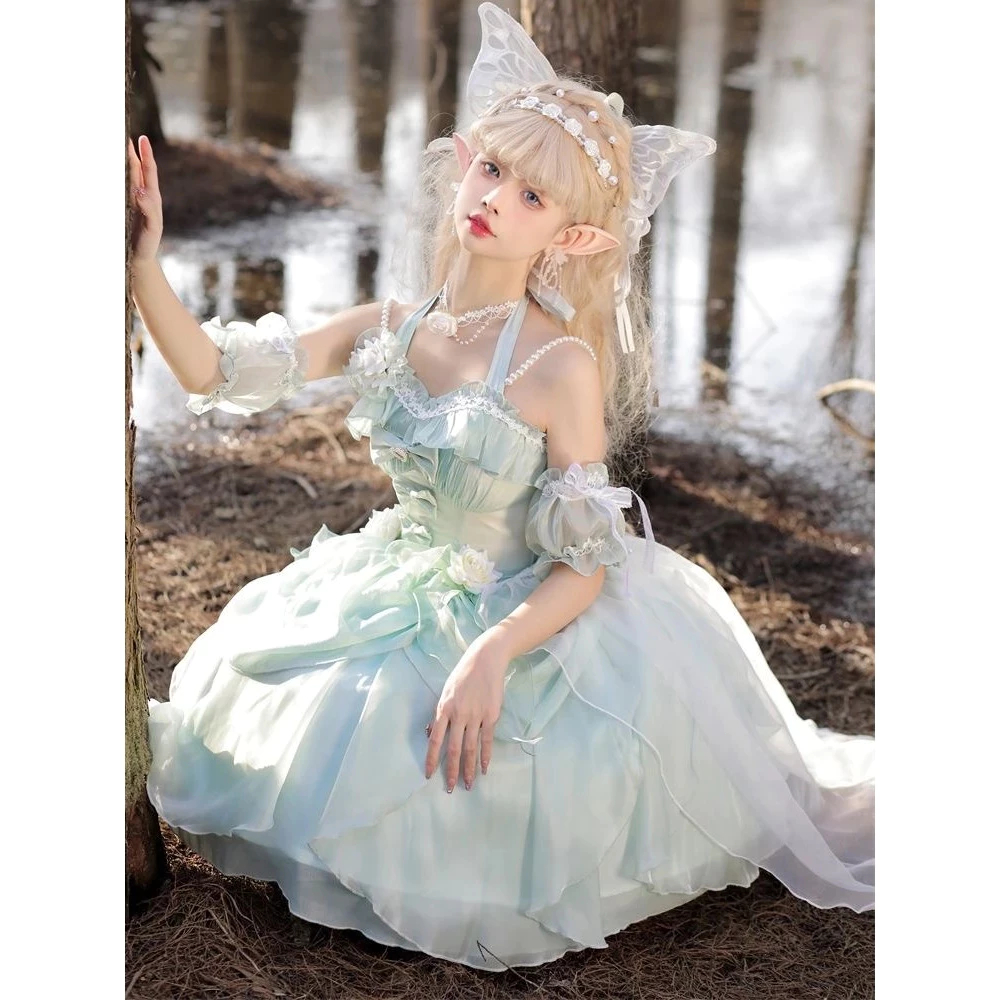 Coalwell Retro JSK Lolita váy gốc Fairy Rose Lolita siêu Fairy thoát khỏi đám cưới tiệc công chúa