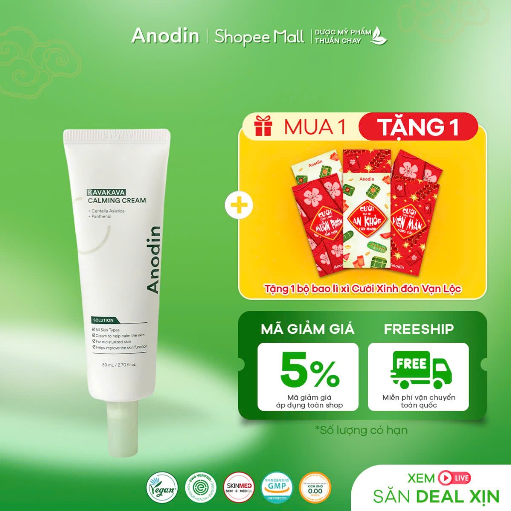 Kem dưỡng làm dịu và cấp ẩm sâu Anodin Kavakava Calming 80g - Hàng chính hãng