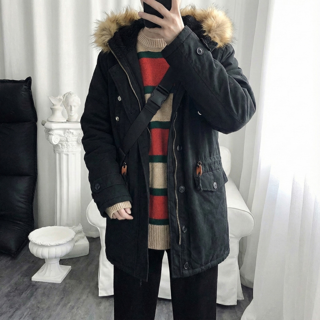 |🔥Flash Sale🔥 | Áo Khoác Mũ Lông, Lót Lông Ấm, Áo Khoác Parka, Fom Fit Người, Dáng Unisex Nam Nữ, Qu