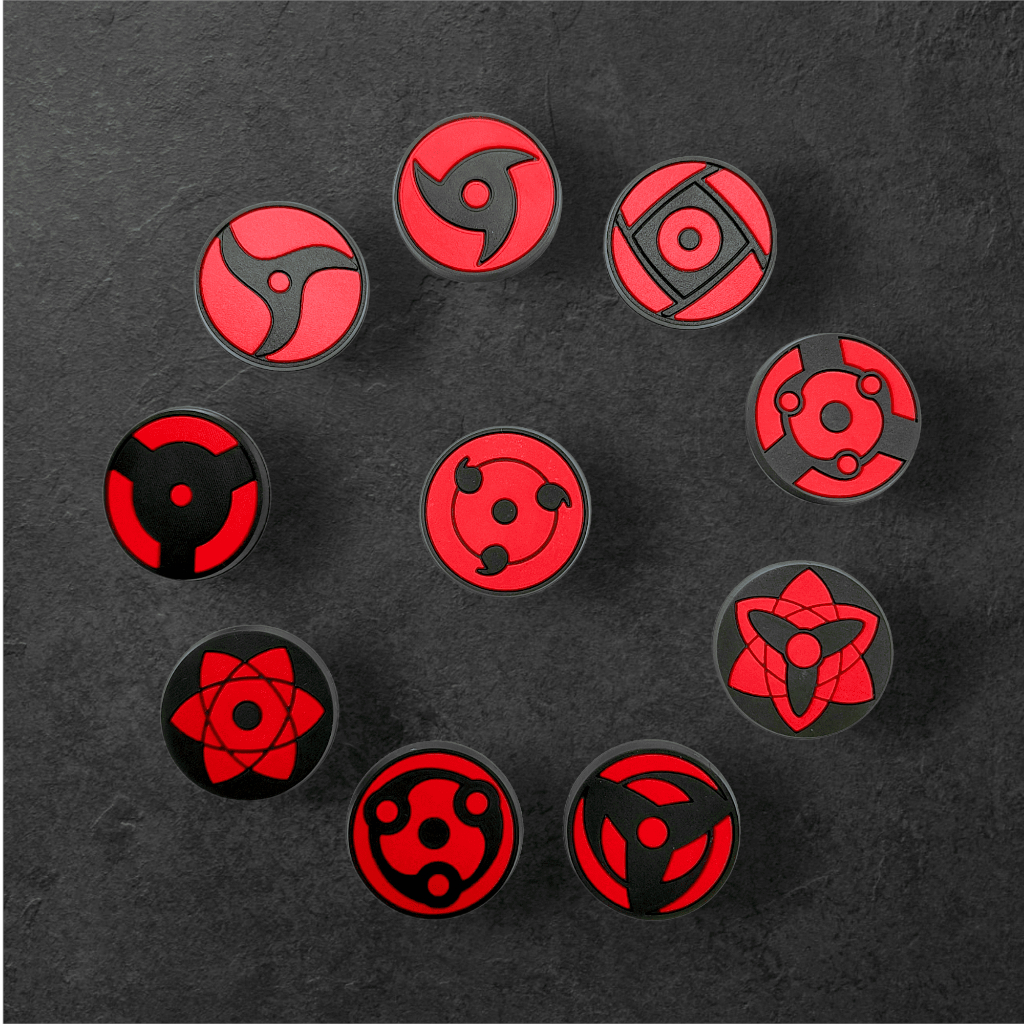 Set charm gắn dép cross SHARINGAN, Nút gắn sticker dép cross trang trí cham 2D hoạt hình nhựa PVC CR