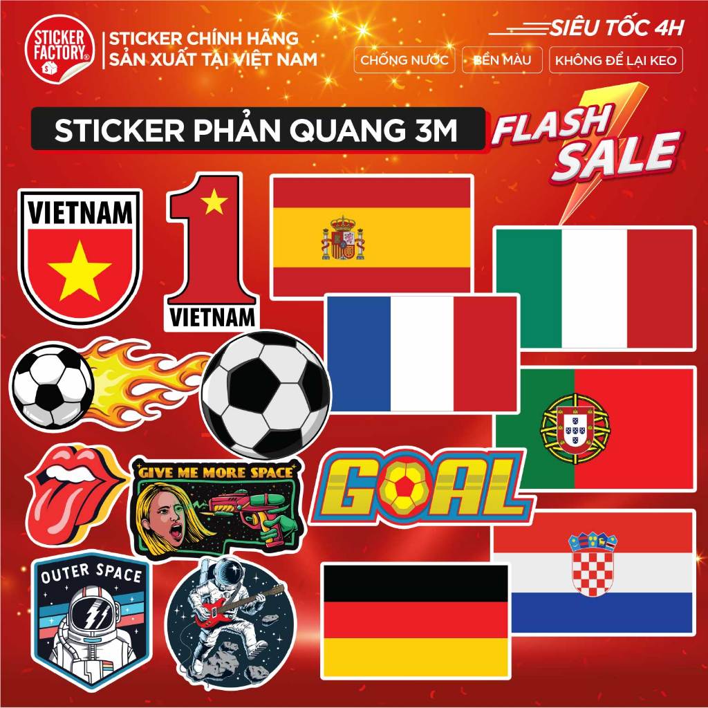Sticker 3M phản quang khuyến mãi trang trí dán xe - Sticker Factory